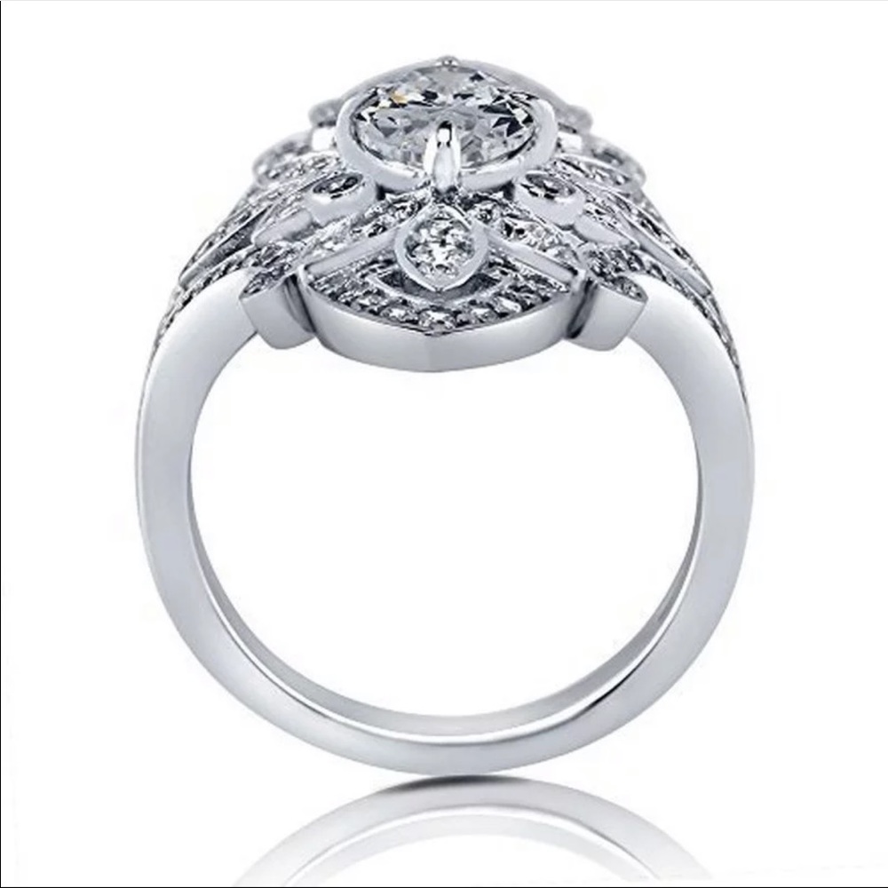 New Women 925 Silver Diamonds Ring - Picture 4 of 5